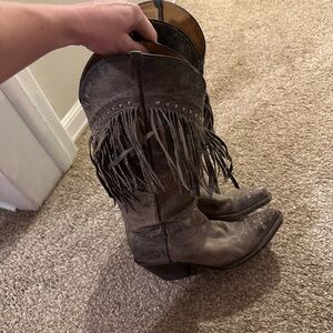 Fringed Western Boots in Brown